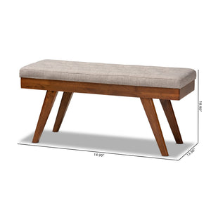 Baxton Studio Baxton Studio Alona Mid-Century Modern Upholstered Wood Dining Bench for Stylish Seating Solutions Light Alona-Medium Oak/Light Grey-Bench