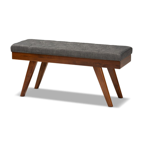 Baxton Studio Baxton Studio Alona Mid-Century Modern Upholstered Wood Dining Bench for Stylish Seating Solutions Medium Alona-Medium Oak/Medium Grey-Bench