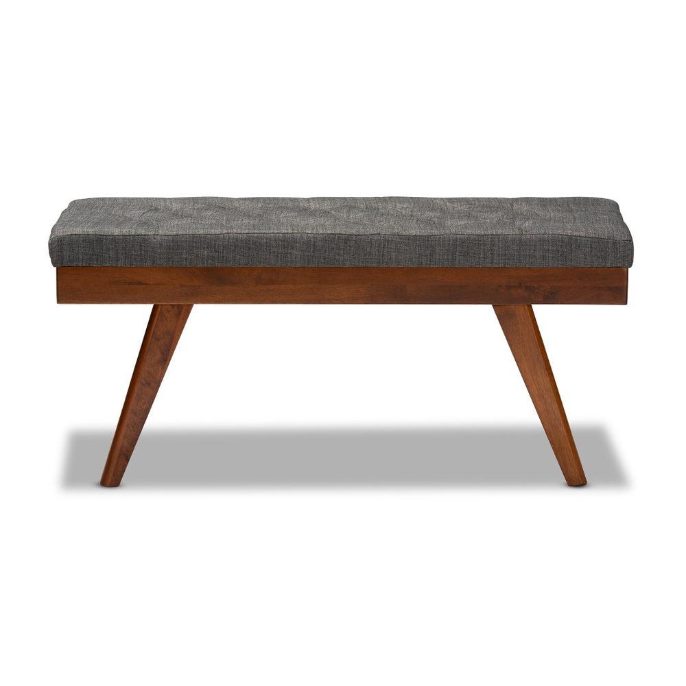 Baxton Studio Baxton Studio Alona Mid-Century Modern Upholstered Wood Dining Bench for Stylish Seating Solutions Medium Alona-Medium Oak/Medium Grey-Bench