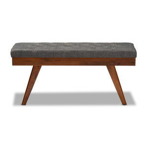 Baxton Studio Baxton Studio Alona Mid-Century Modern Upholstered Wood Dining Bench for Stylish Seating Solutions Medium Alona-Medium Oak/Medium Grey-Bench