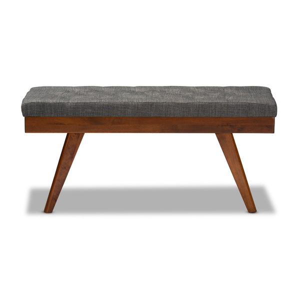 Baxton Studio Baxton Studio Alona Mid-Century Modern Upholstered Wood Dining Bench for Stylish Seating Solutions Medium Alona-Medium Oak/Medium Grey-Bench