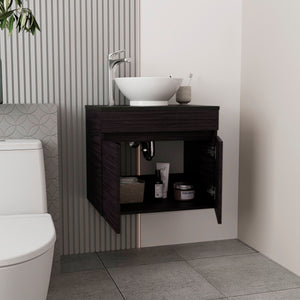 English Elm Vessel Manchester Vanity with Vessel Sink, 2 Drawers & Open Shelf in Black for Stylish Storage B070P316869