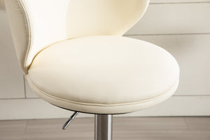 English Elm Titanium Modern Stainless Steel Swivel Bar Stool with Backrest Adjustable Height, Durable Gaslift Base White W2195P290200