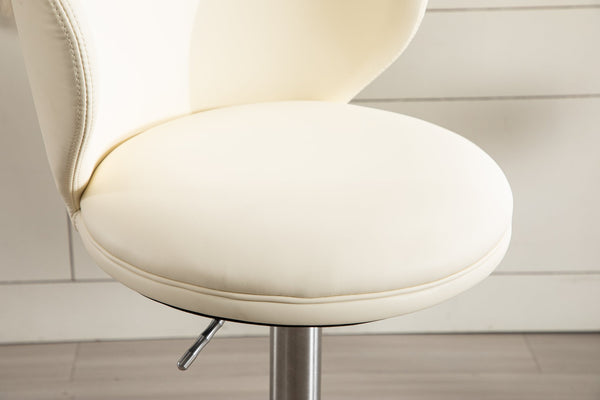 English Elm Titanium Modern Stainless Steel Swivel Bar Stool with Backrest Adjustable Height, Durable Gaslift Base White W2195P290200