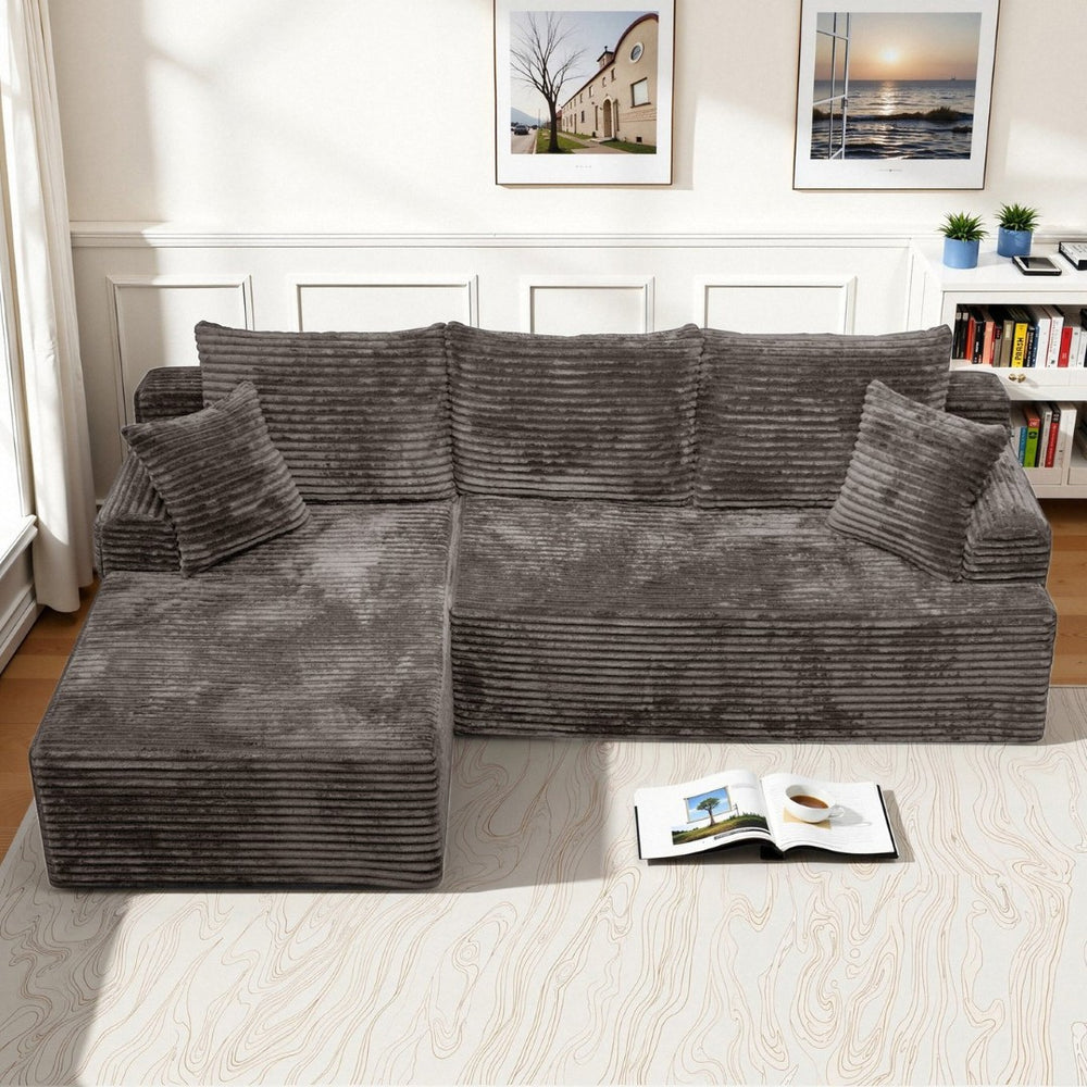 English Elm Modern Chenille Sectional Sofa with Chaise Modular L Shape for Living Room W3653P443574