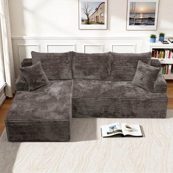 English Elm Modern Chenille Sectional Sofa with Chaise Modular L Shape for Living Room W3653P443574