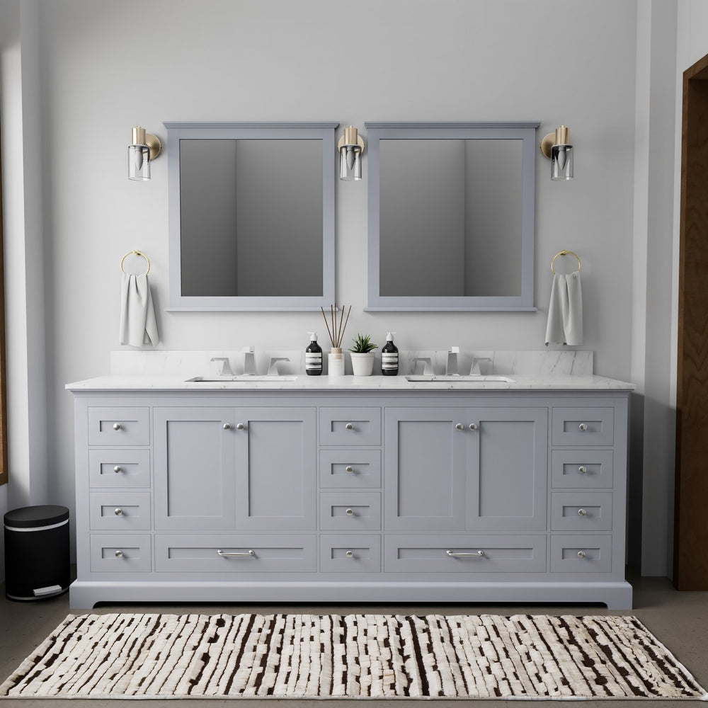 English Elm Dark Grey Double Bath Vanity 84" W With Mirrors – Elegant Storage Solution For Modern Bathrooms B2731S00547