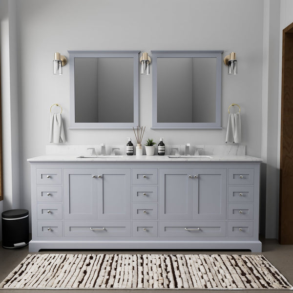 English Elm Dark Grey Double Bath Vanity 84" W With Mirrors – Elegant Storage Solution For Modern Bathrooms B2731S00547