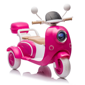 English Elm 12v Dual Motor Two Seater Kids Electric Motorcycle with Bluetooth Led and Foldable Adult Seat W1578P283697