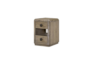 English Elm English Knotty Oak Veneer Spot Table with Two Drawers and Open Center Shelf B2699P437956