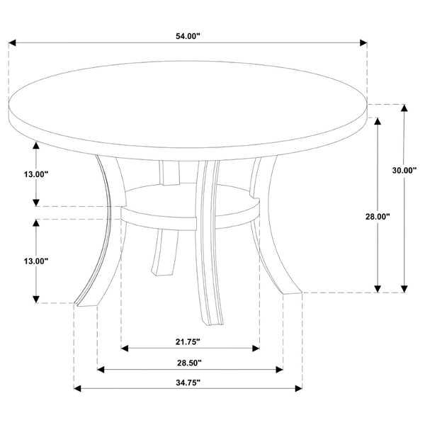 English Elm Tyler Round Wood Dining Set with Four Upholstered Chairs for Modern Kitchens B062S01573