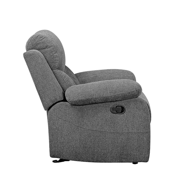 English Elm Kalen Gray Chenille Motion Sofa with Drop-Down Table, Cup Holders, Pillow-Top Arms & Pocket Coil Support B2726P253087
