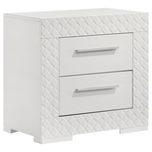 English Elm Pierce White High Gloss Nightstand with 2 Soft-Close Drawers Felt Lined Top Modern Bedside B062P378421