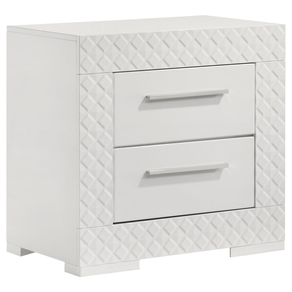 English Elm Pierce White High Gloss Nightstand with 2 Soft-Close Drawers Felt Lined Top Modern Bedside B062P378421