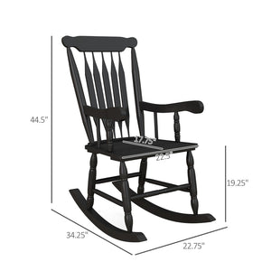 English Elm Outsunny Outdoor Rocking Chair - Classic Wooden Porch Rocker, 350 Lbs Capacity For Garden & Patio Comfort W2225P174339-GIGA