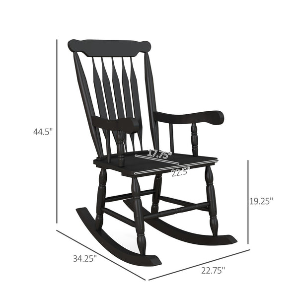 English Elm Outsunny Outdoor Rocking Chair - Classic Wooden Porch Rocker, 350 Lbs Capacity For Garden & Patio Comfort W2225P174339-GIGA