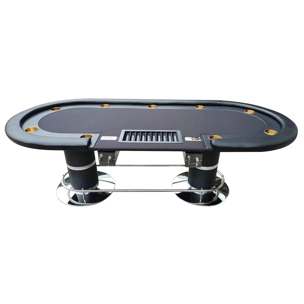 English Elm Ino Design Oval Poker Table with Waterproof Felt Cup Holders and Locking Steel Drop Box W2748S00001