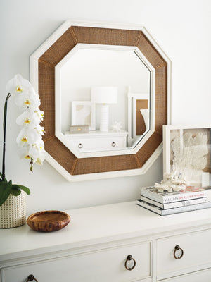 Lexington Barclay Butera Thalia Octagonal Mirror – Elegant Wooden Frame With Woven Cane And Beveled Glass For Timeless Charm Tides  935-204