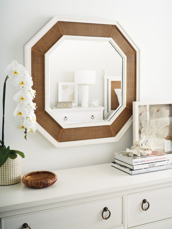 Lexington Barclay Butera Thalia Octagonal Mirror – Elegant Wooden Frame With Woven Cane And Beveled Glass For Timeless Charm Tides  935-204