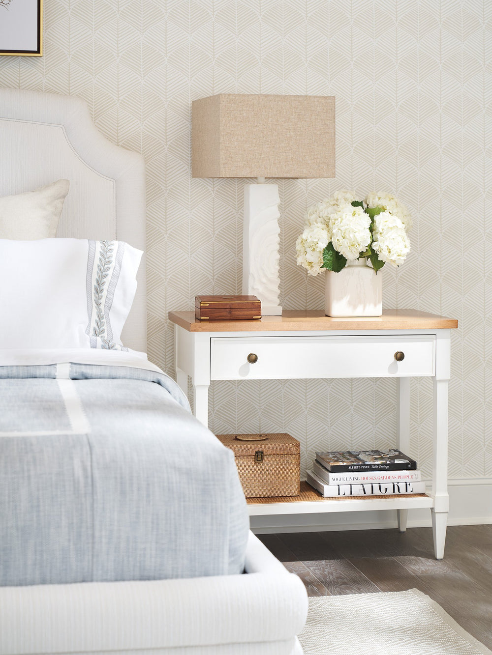 Lexington Barclay Butera Aster Open Nightstand - Timeless Design With Soft-close Drawer And Woven Shelf For Stylish Storage Tides  935-623