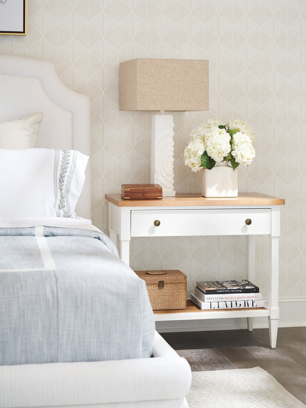 Lexington Barclay Butera Aster Open Nightstand - Timeless Design With Soft-close Drawer And Woven Shelf For Stylish Storage Tides  935-623