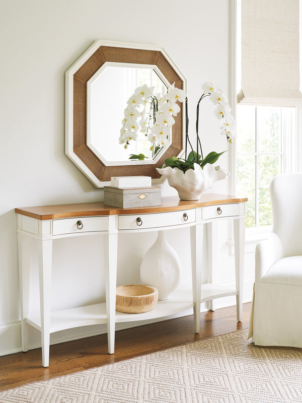Lexington Barclay Butera Thalia Octagonal Mirror – Elegant Wooden Frame With Woven Cane And Beveled Glass For Timeless Charm Tides  935-204