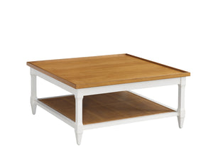 Lexington Barclay Butera Temple Square Cocktail Table With Raised Gallery Edge And Woven Cane Shelf For Cozy Living Spaces Tides  935-945