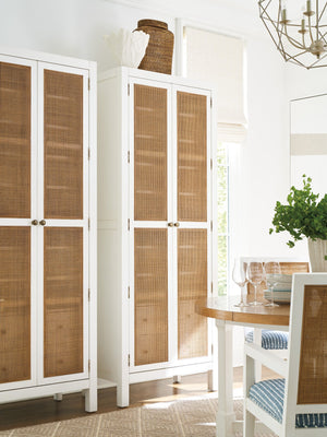 Lexington Barclay Butera Surf Storage Cabinet With Woven Cane Doors, Adjustable Shelves, Soft-close Drawers & Cord Management Tides  935-975