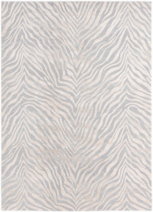 Unique Loom Finsbury Meghan Machine Made Animal Print Rug Gray and Ivory,  7' 1" x 10' 0"