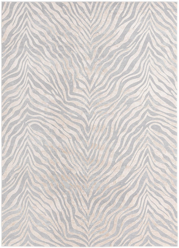 Unique Loom Finsbury Meghan Machine Made Animal Print Rug Gray and Ivory,  7' 1" x 10' 0"