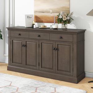Hearth and Haven Trexm Retro-Style Sideboard with Extra Large Storage Space with Three Drawers and Two Compartments For Living Room and Dining Room (Taupe) XW000018AAE