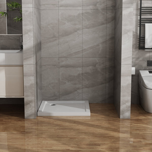 English Elm Goodyo 32x32 Shower Base Center Drain 2in Tall High-Gloss ABS Acrylic Pan Easy-Clean Durable White D163116715