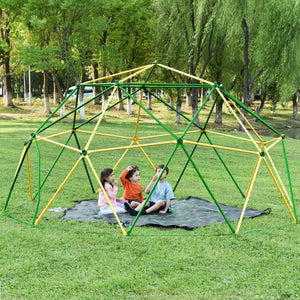 English Elm 13ft Geodesic Dome Climber with Hammock Powder Coated Steel Backyard Play Structure Yellow MS306993AAL