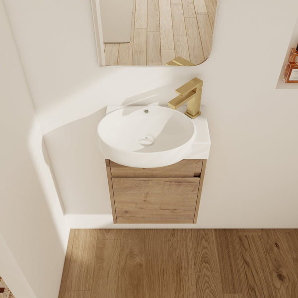 English Elm Soft Close Doors 16-Inch Bathroom Vanity With Sink - Modern, Space-Saving Design For Small Spaces W999125018-GIGA