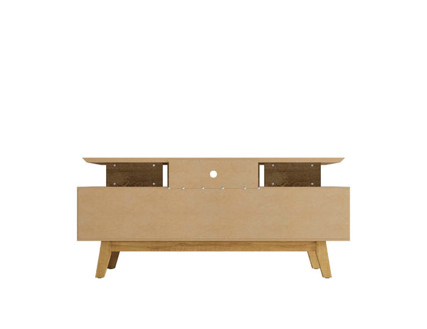 English Elm Yonkers 63" Rustic Brown Tv Stand With Concealed Storage & Stylish Floating Shelf For Modern Living Room B365P398381-GIGA