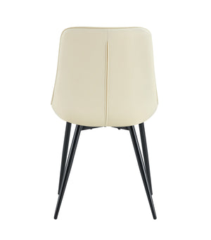 English Elm Modern Cream White Fabric Dining Chair - Stylish Grid Pattern For Contemporary Comfort & Versatility W370P207353