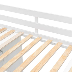 English Elm Full Size Loft Bed with Wardrobe Desk and Shelving for Modern Teen Bedroom White LT000679AAK-1