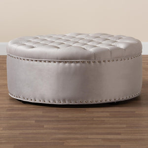Baxton Studio Baxton Studio Iglehart Velvet Tufted Cocktail Ottoman - Elegant Light Gray Centerpiece for Your Home 532-Slate Grey-Otto