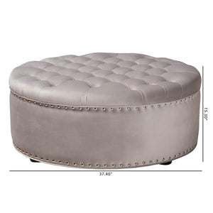 Baxton Studio Baxton Studio Iglehart Velvet Tufted Cocktail Ottoman - Elegant Light Gray Centerpiece for Your Home 532-Slate Grey-Otto