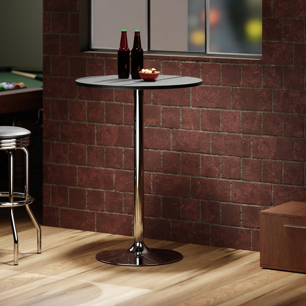 Winsome Wood Spectrum 28" Round Pub Table - Modern Black & Chrome Design For Dining & Social Gatherings Black ,Chrome Composite Wood ,Metal 93628-winsome-wood