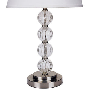 English Elm 28.5" Orb Glam Table Lamp Satin Nickel Crystal Accents Linen Shade Bedroom Nightstand B072116128
