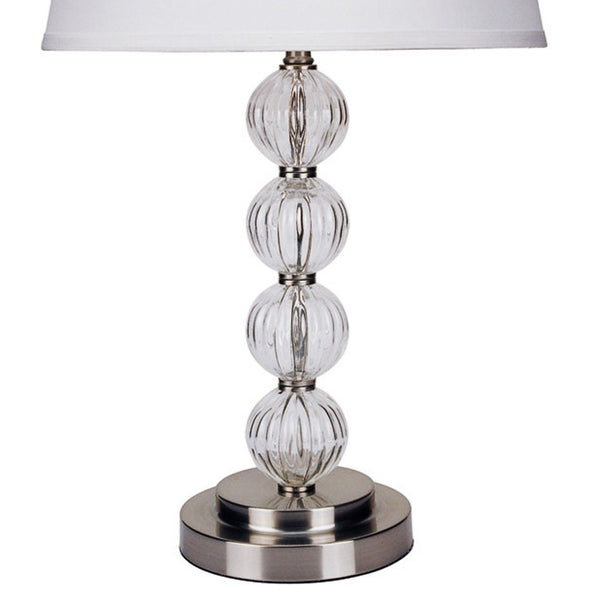 English Elm 28.5" Orb Glam Table Lamp Satin Nickel Crystal Accents Linen Shade Bedroom Nightstand B072116128