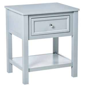 English Elm Modern Gray End Table with Storage Drawer and Open Shelf for Living Room or Bedroom T3971P470593