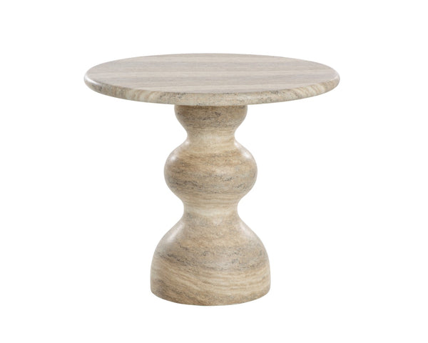 Sunpan RAUL Bistro Table - Sculptural Pedestal Design with Travertine Look for Modern Dining & Lounge Spaces 112599