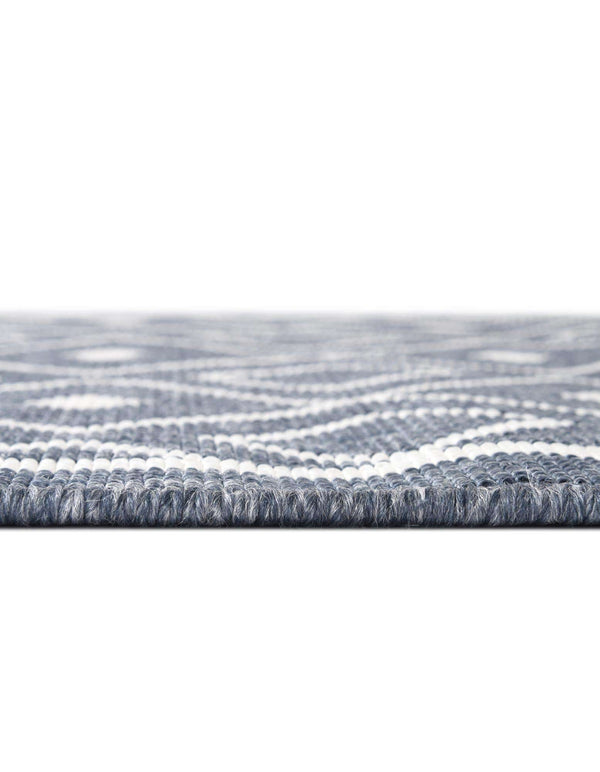 Unique Loom Outdoor Trellis Kafes Machine Made Geometric Rug Navy Blue, Ivory 7' 10" x 10' 0"