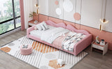 English Elm Twin Size Upholstered Daybed, Sherpa Fabric Sofabed With Cloud-Shaped Backrest, No Box-Spring Needed, Pink