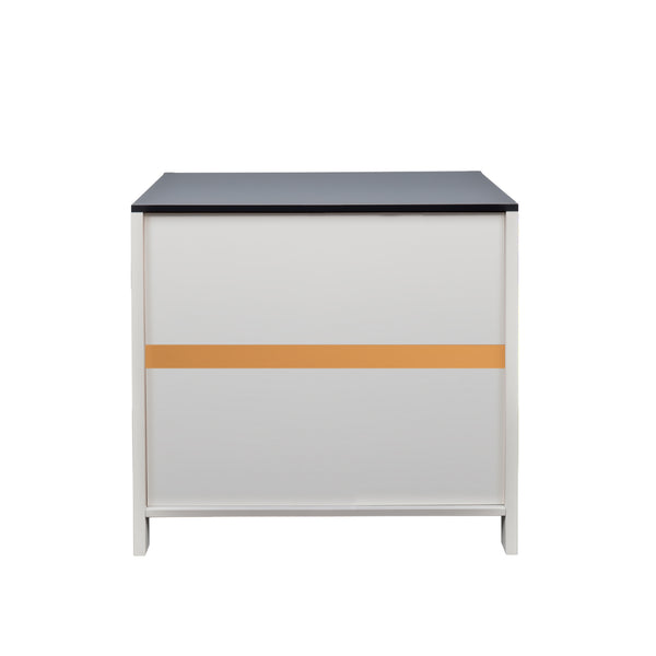 English Elm 2 Drawer Farmhouse File Cabinet with Lock for Home Office – Rustic Charm, Secure Storage, Spacious Organization White W331P272379