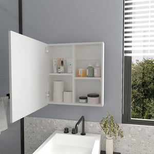 English Elm Medicine Cabinet Clayton White with Mirrored Door, Space-Saving Engineered Wood, Four Shelves, 27"x24" B092P238725
