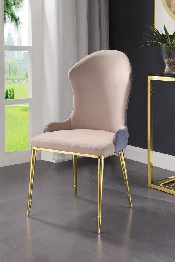 English Elm Caolan Lavender Tan & Gold Fabric Side Chairs Set of 2 — Padded Wingback Seats, Spindle Legs B2726P243296