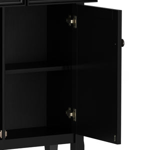 English Elm Amherst Black Pine Entryway Cabinet with Crown Molding and Raised Panel Doors B136P436041